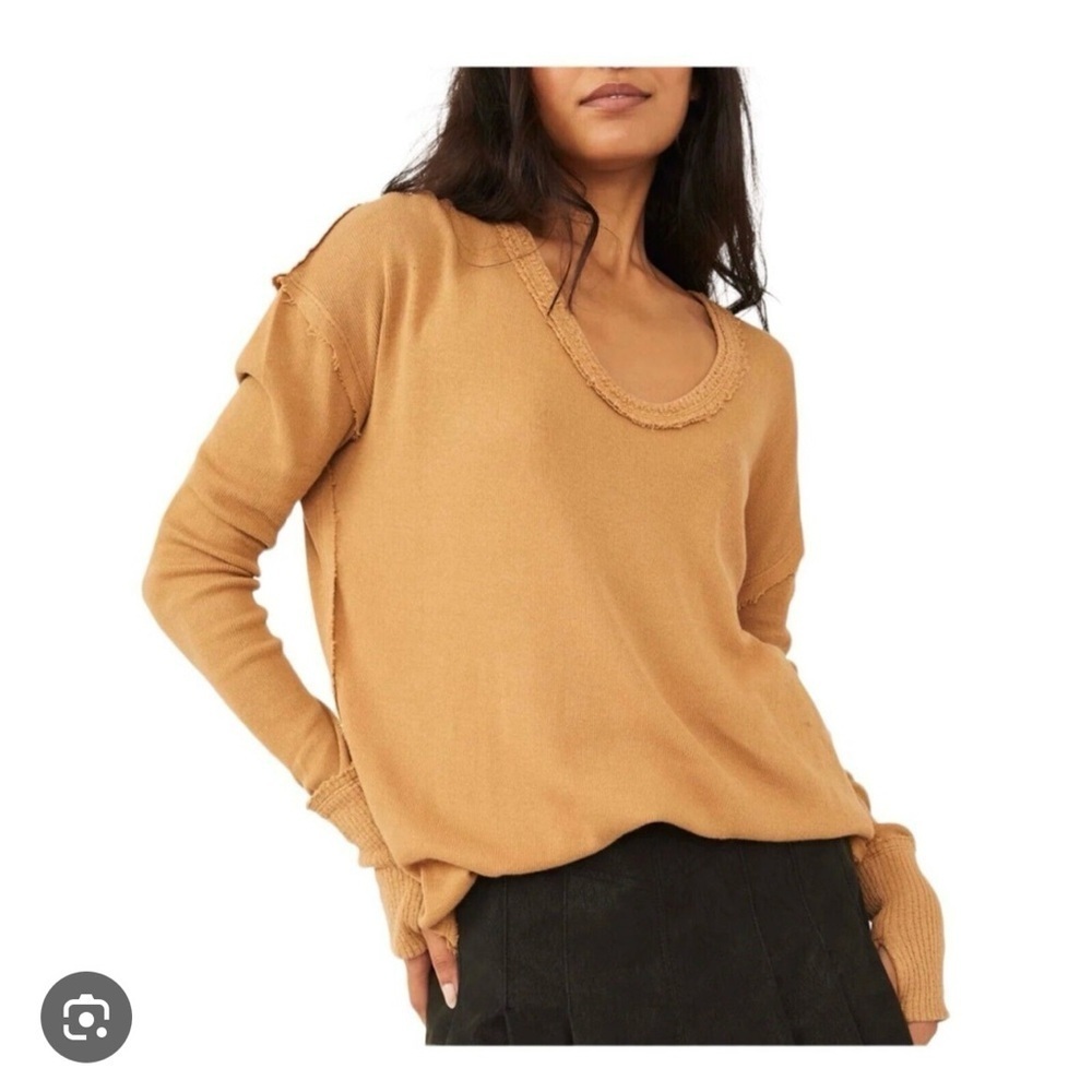 We the Free Colby Long Sleeve Tee Spicy Chestnut Sz Large - Picture 4 of 7